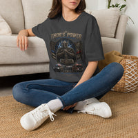 Thor's Power Graphic T-Shirt — Norse Viking Helmet Lightning Design