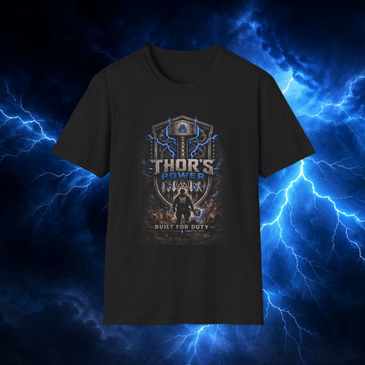 Thor's Power Graphic T-Shirt — Lightning Hammer Norse Myth Tee